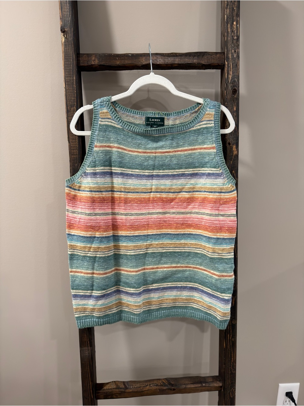 Ralph Lauren Multi-Colored Striped Linen/Cotton Blend Sweater Tank